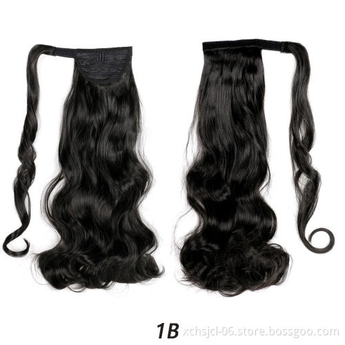 Wholesale Cheap price Wrap Around Long Straight Ombre Pony Tail Hair Extension Synthetic Fiber